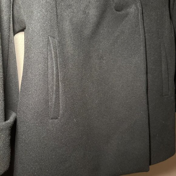 Women's 6 Trina Turk Black Wrap Peacoat with attached Belted Straps - Picture 7 of 15